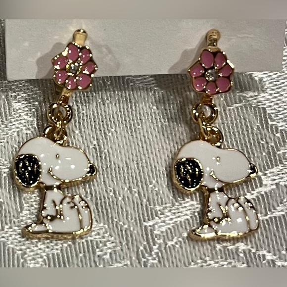 Snoopy Earrings with Woodstock or Snoopy and Flowers Peanuts Officially Licensed - Picture 6 of 6